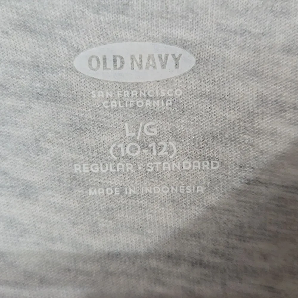 OLD NAVY Kids 10/12 Boys Gray/Red Long Sleeve Henley T-Shirt Casual Sporty Tee